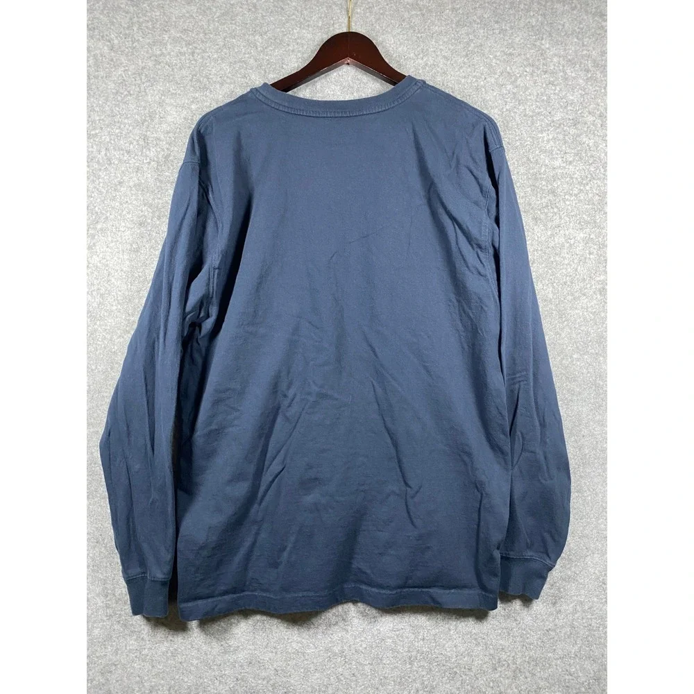 Carhartt Mens Loose Fit Heavyweight Long Sleeve Henley Shirt Blue Medium EUC